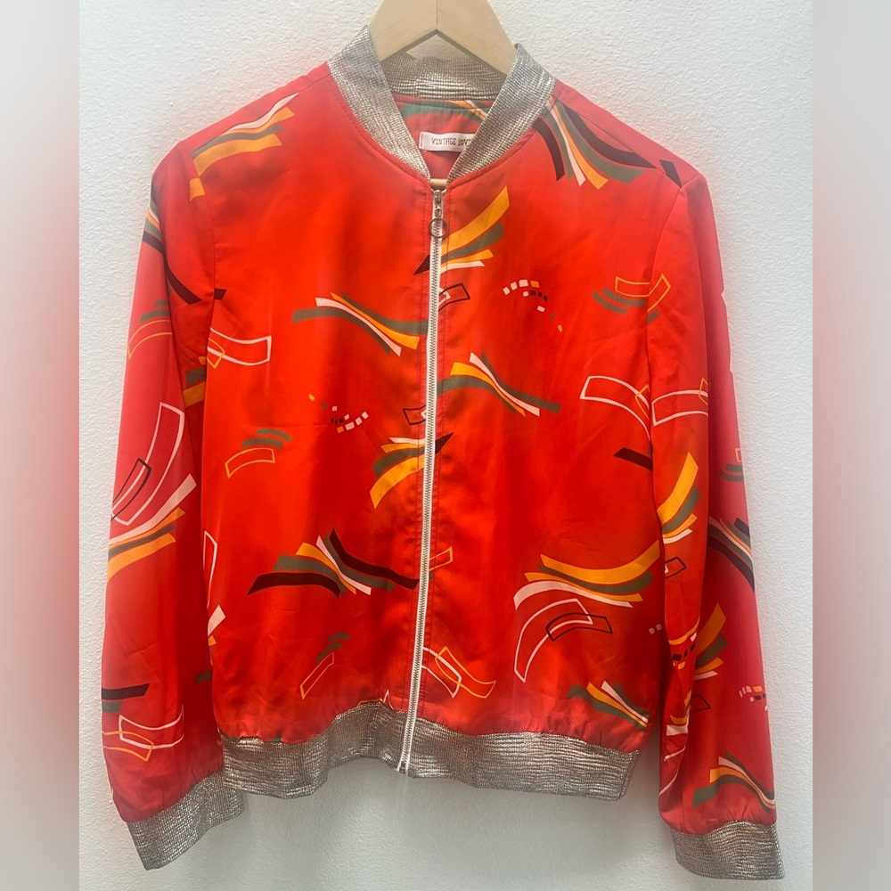RARE Vintage Love Red Bomber Jacket Women’s MADE IN FRANCE